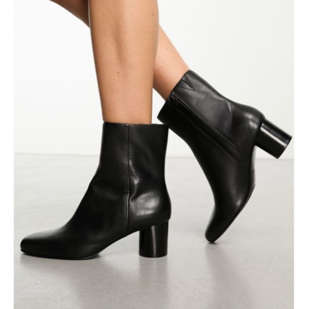 & Other Stories Black Heeled Boots Soft Real Leather
